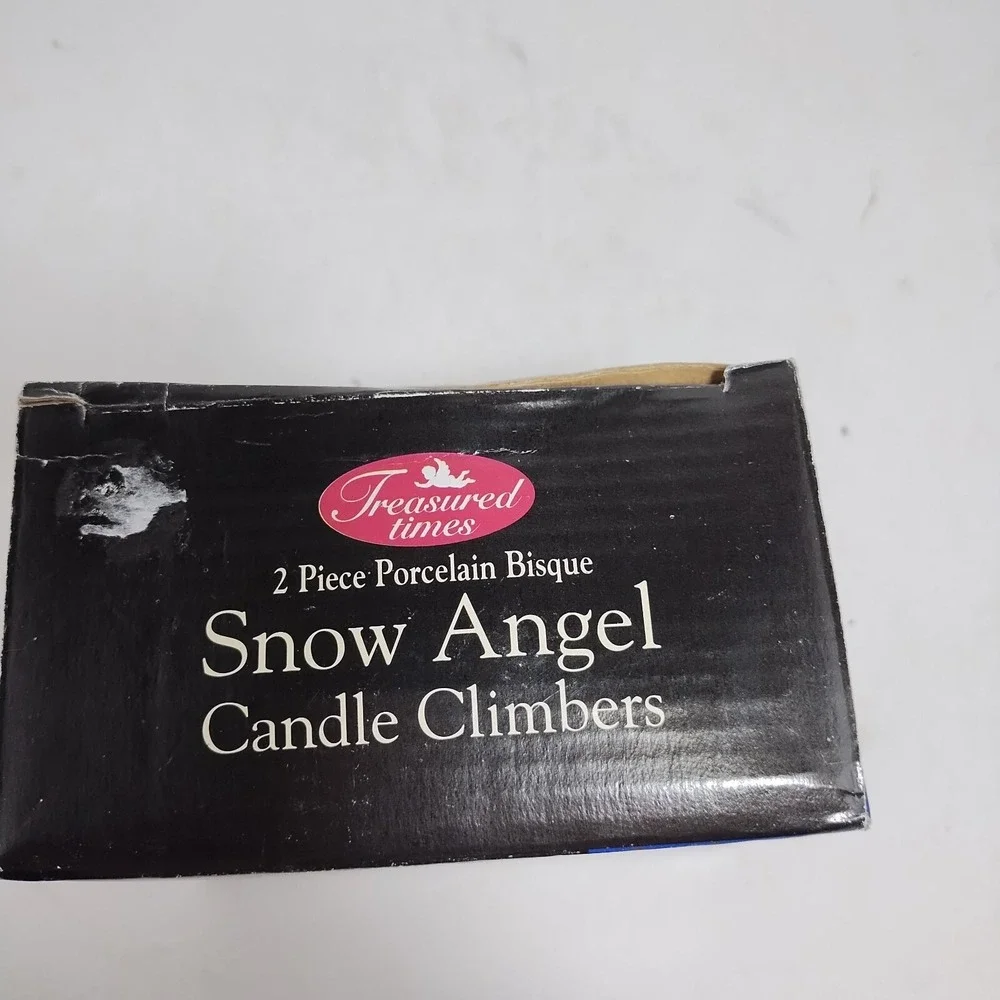 Pair Of Vintage Christmas Angel Candle‎ Climber Huggers Porcelain Set of 2 White